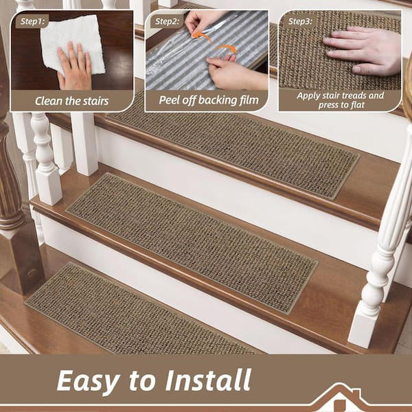 9 in. x 28 in. Taupe Non-Slip Stair Tread Cover (15-Pack)