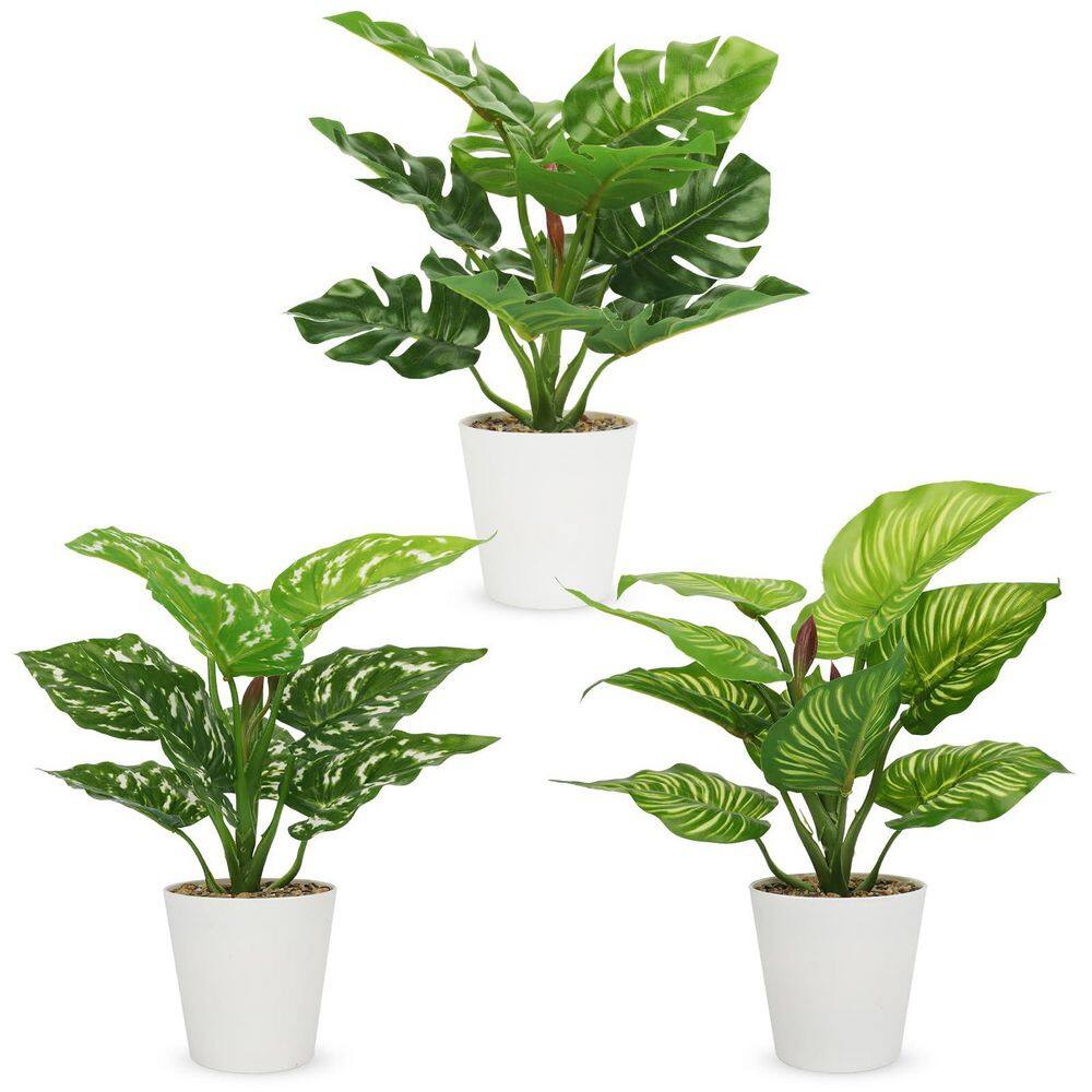 Afoxsos 3.74 in. 3-Pieces Artificial Green Color Family Indoor