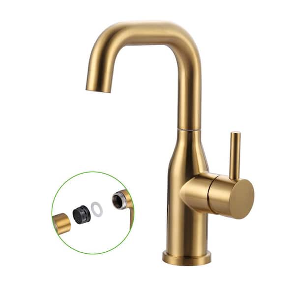 Single Handle Bar Faucet Deckplate Not Included in Brushed Gold