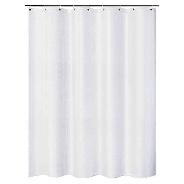 Unbranded 70.87 in. x 70.87 in. White Polyester Shower Curtain in Waffle Stripes