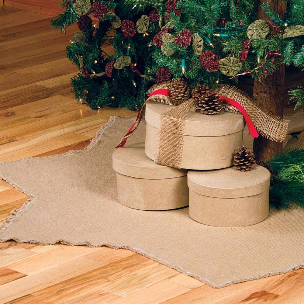 Natural Burlap 48-Inch Star-Shaped Christmas Tree Skirt