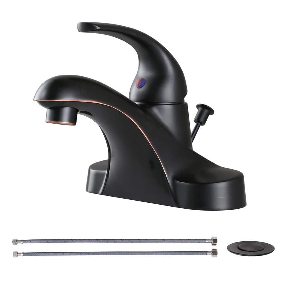 Modern 4 in. Centerset Low Arc Single Handle Bathroom Faucet with Lift Rod Drain Kit in Oil Rubbed Bronze price history on PriceWatchPro