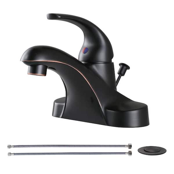 AVITAS Modern 4 in. Centerset Low Arc Single Handle Bathroom Faucet with Lift Rod Drain Kit in Oil Rubbed Bronze
