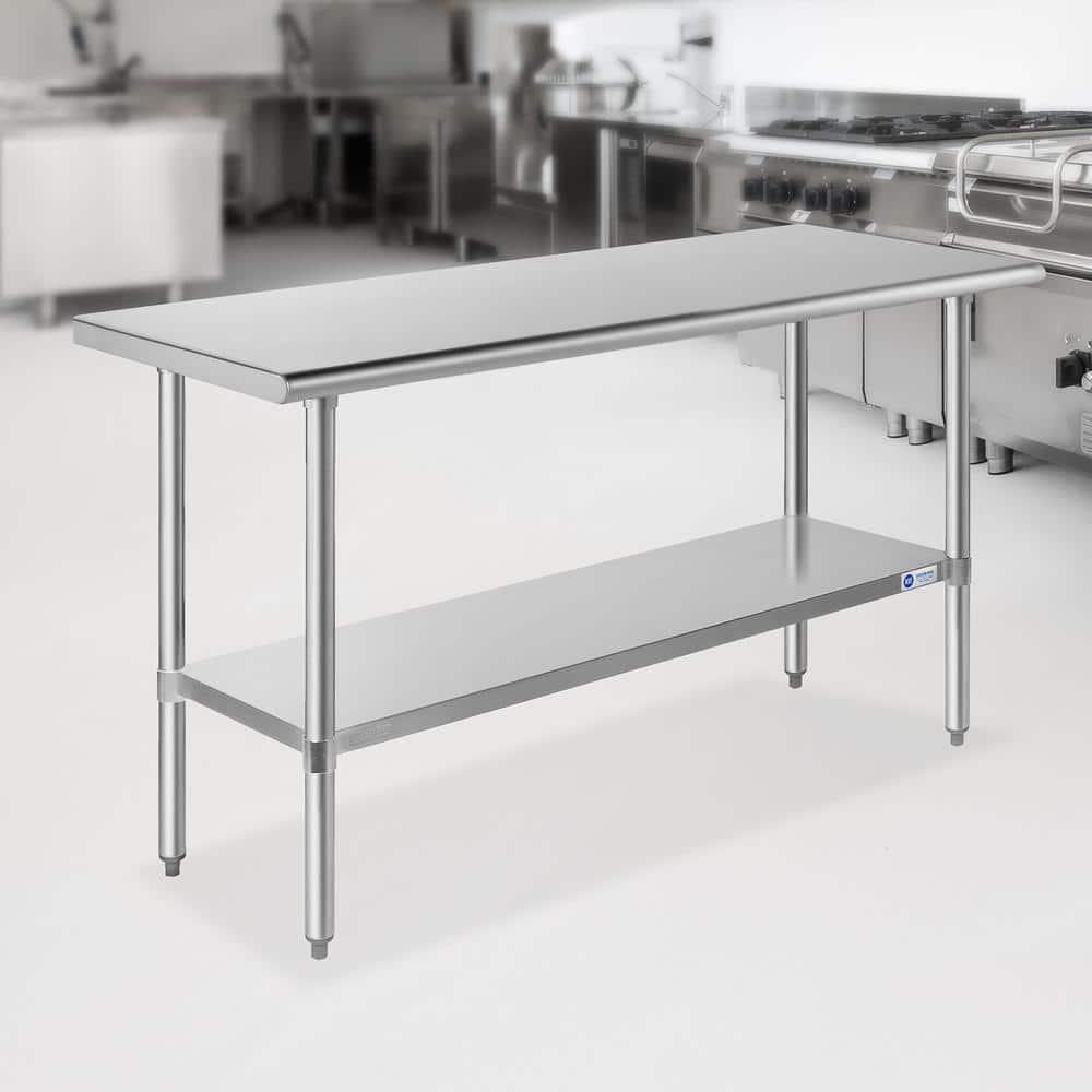 GRIDMANN 63-Inch Stainless Steel Work Table with Undershelf