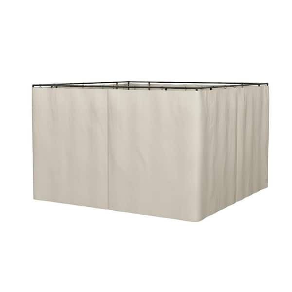 10' x 12' Beige Universal Gazebo Sidewall Set with Panels, Hooks and C-Rings Included for Pergolas and Cabanas