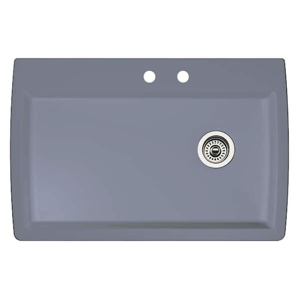 Blanco Diamond Granite 33.5 in. 2-Hole Single Bowl Dual-Mount Kitchen Sink in Metallic Gray