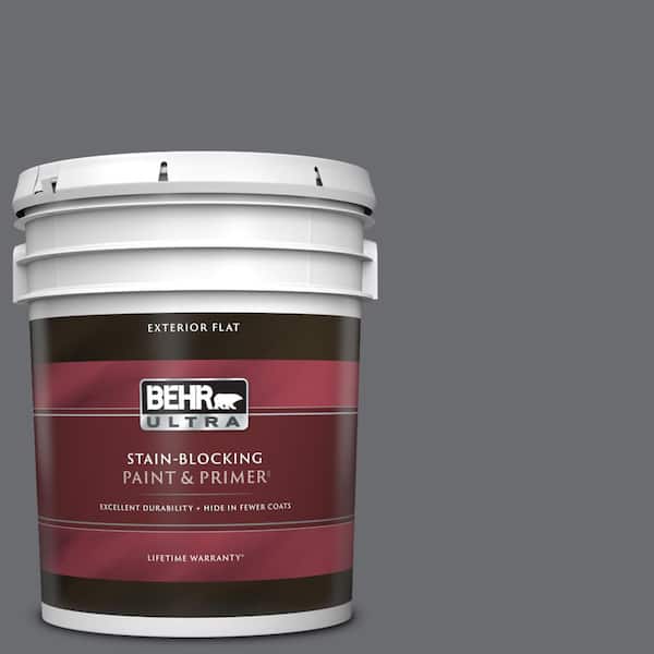 BEHR ULTRA 5 gal. #PPF-49 Platinum Gray Flat Exterior Paint & Primer