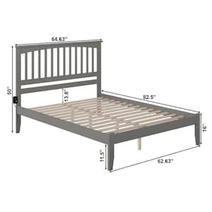 Mission Queen Platform Bed with Open Foot Board in Grey