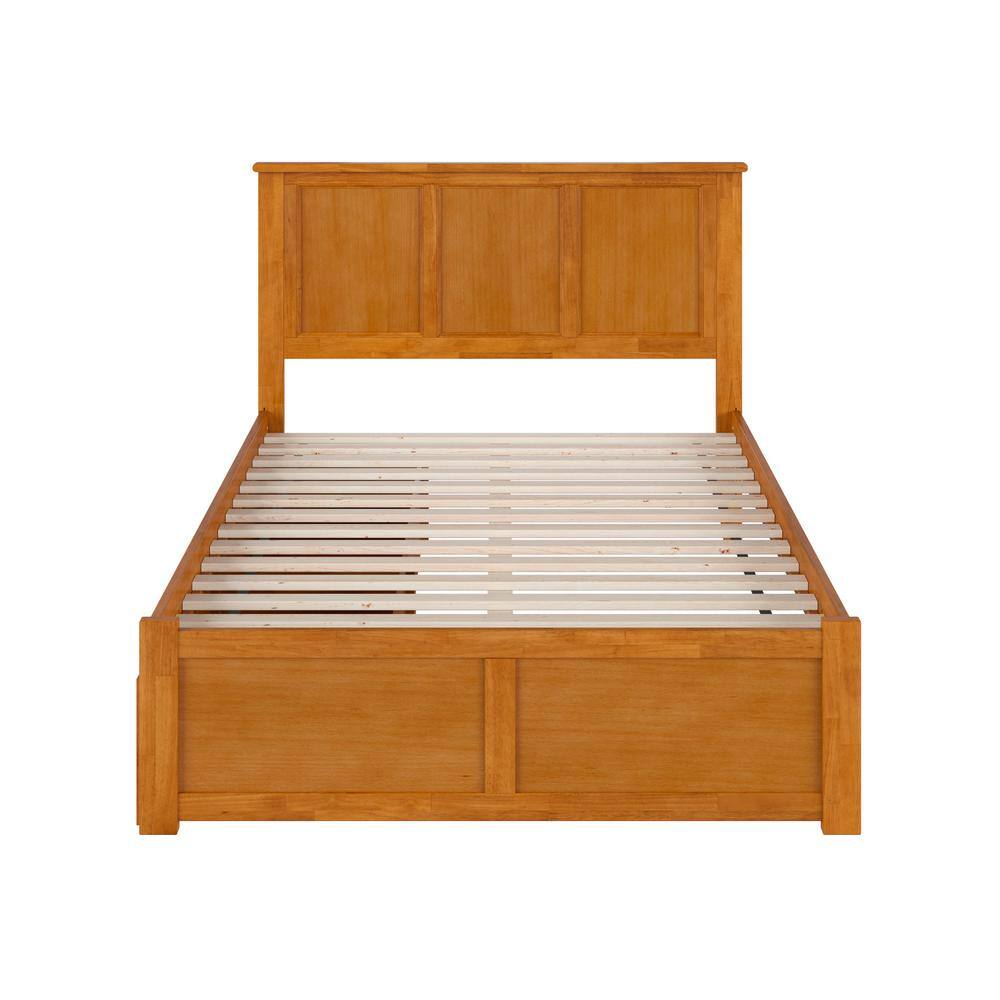 Madison Light Toffee Full Wood Platform Bed with Storage Drawers