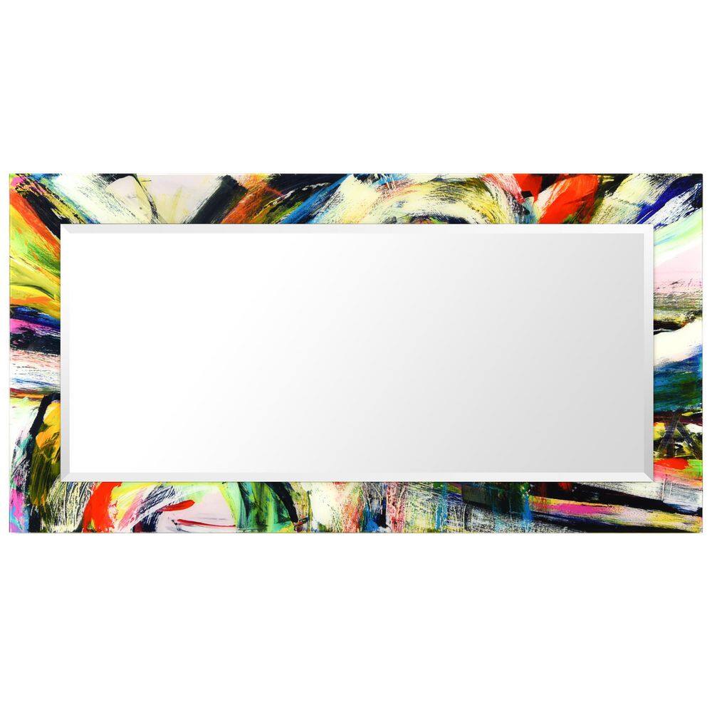 Vibrant Multicolor Rectangular Beveled Wall Mirror with Tempered Glass