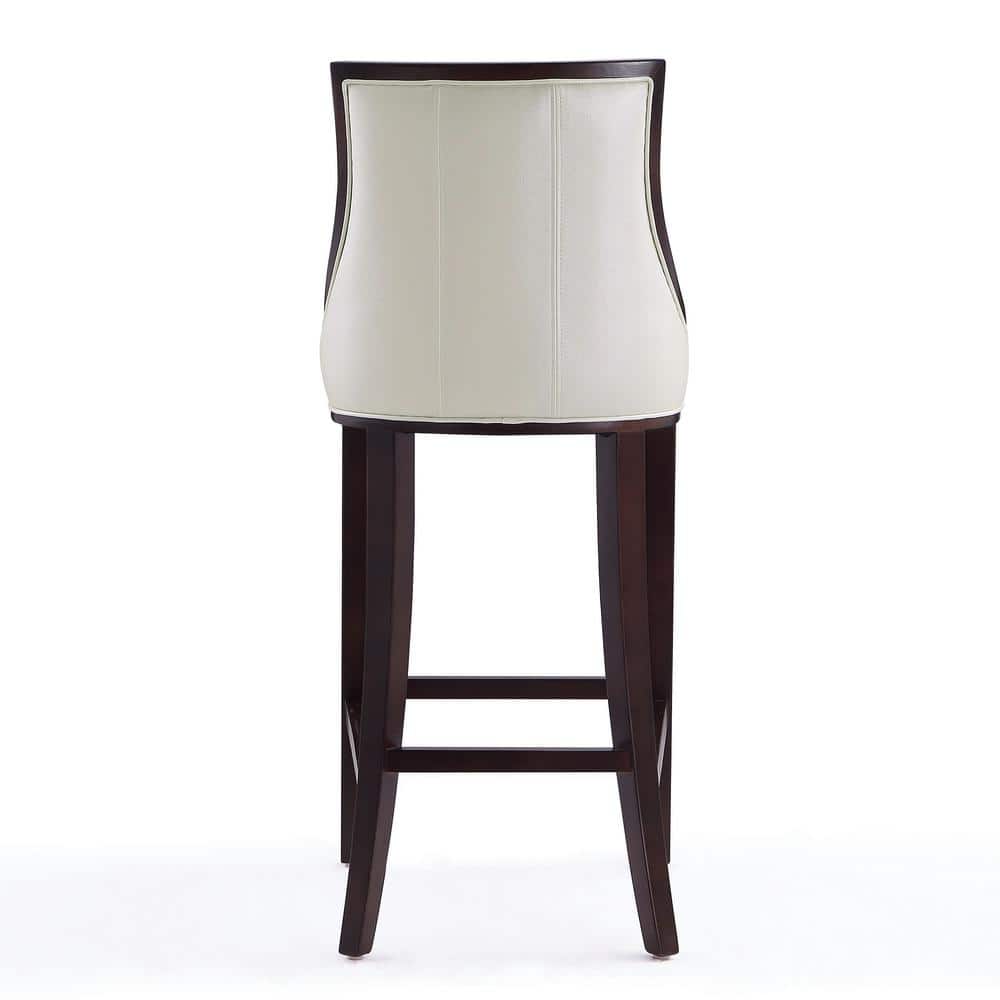 Elegant Pearl White and Walnut Beech Wood Barstool