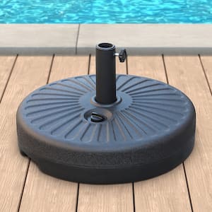 Round Water Filled Plastic Free Standing Patio Umbrella Base in Black