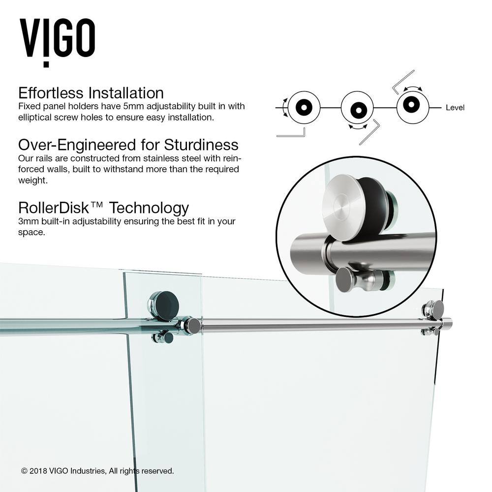 Ferrara 73" Frameless Sliding Shower Door with Clear Tempered Glass