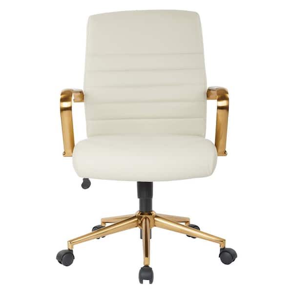 OSP Home Furnishings 22.5 in. Width Standard Cream and Gold Faux Leather Task Chair with Adjustable Height