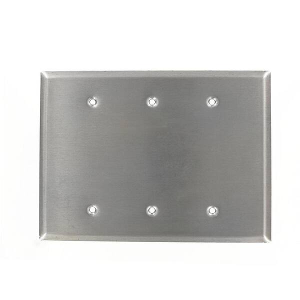 Leviton Stainless Steel 3-Gang Blank Plate Wall Plate (1-Pack)