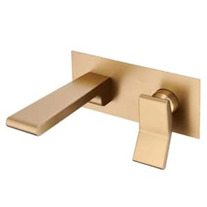 Single-Handle Wall-Mount Roman Tub Faucet in Brushed Gold