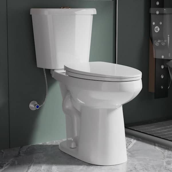 21 in Extra Tall Elongated Toilet White ADA 2-Piece Dual Flush 1.1/1.6 GPF with Soft Close Seat for Seniors