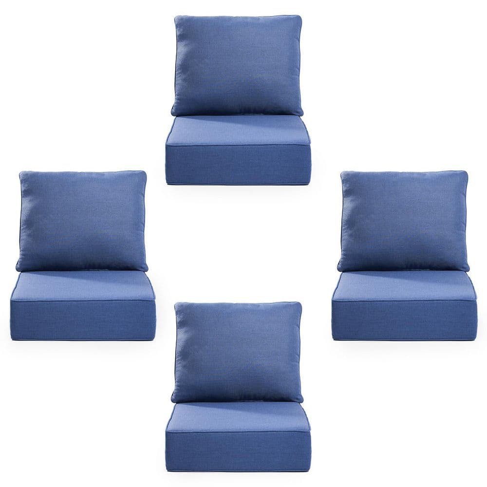 24 in. x 24 in. x 6 in. 8-Piece Olefin Deep Thick Seating Outdoor Lounge Chair Sofa Replacement Cushion Set in Blue price history on PriceWatchPro