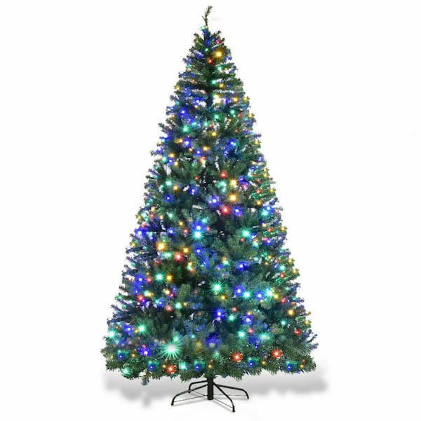 Costway 9 ft. PreLit LED Hinged Artificial Christmas Tree with 1000