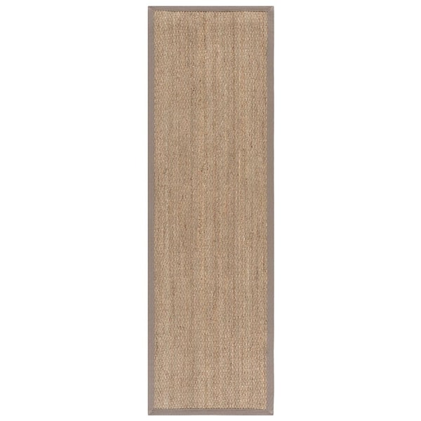 Natural Fiber 3 ft. x 7 ft. Natural/Gray Border Runner Rug