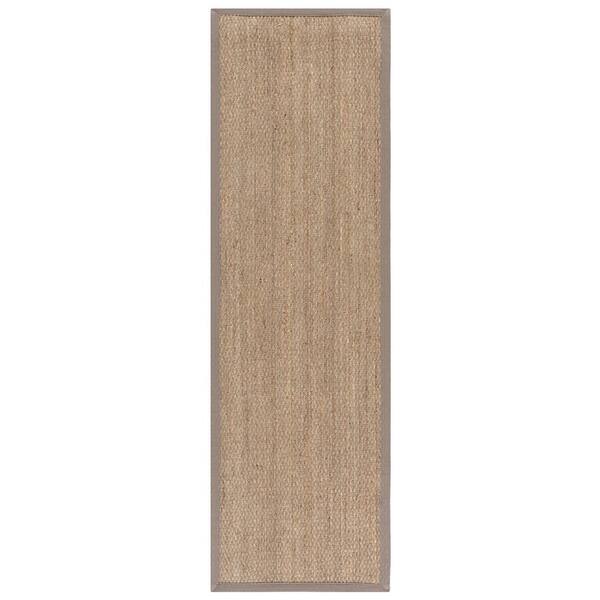 Natural Fiber 3 ft. x 9 ft. Natural/Gray Border Runner Rug