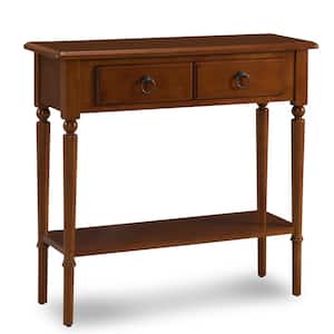 Coastal Notions 30 in. Silky Painted Pecan Narrow Hall Stand/Sofa Table with Shelf