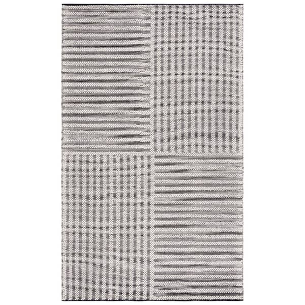 Natura 5 ft. x 8 ft. Ivory/Black Striped Abstract Area Rug