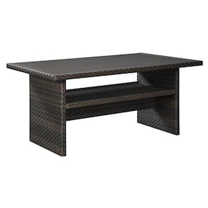 59 in. Brown Rectangular Metal end table with Open Shelf