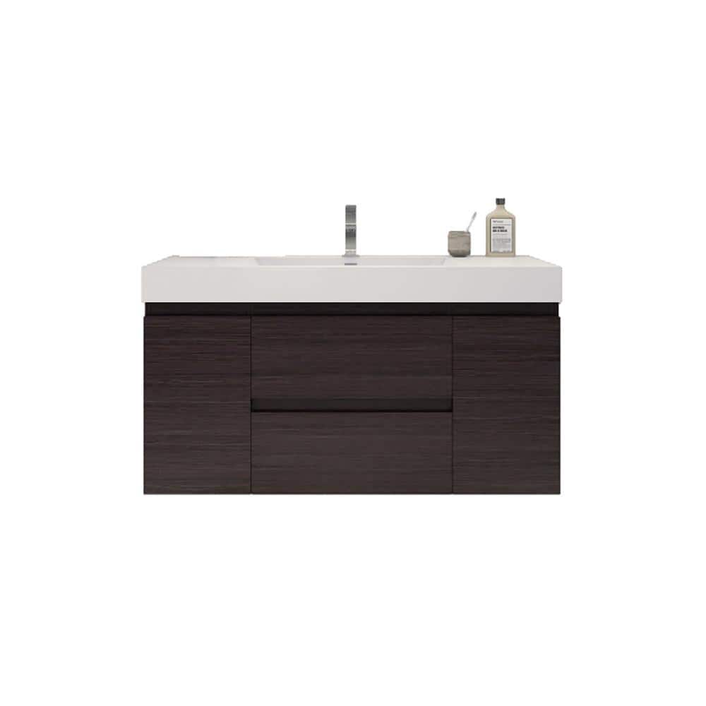 Fortune 48 in. W Bath Vanity in Dark Gray Oak with Reinforced Acrylic Vanit