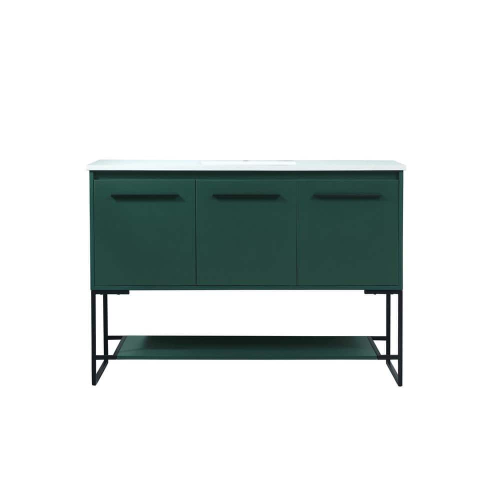 Simply Living 48 in. Single Bathroom Vanity in Green with Quartz Vanity Top