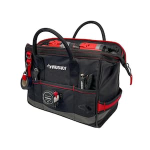 Husky 18 in. 41 Pocket Heavy Duty Large Mouth Tool Bag with Tool Wall  67127-02 - The Home Depot