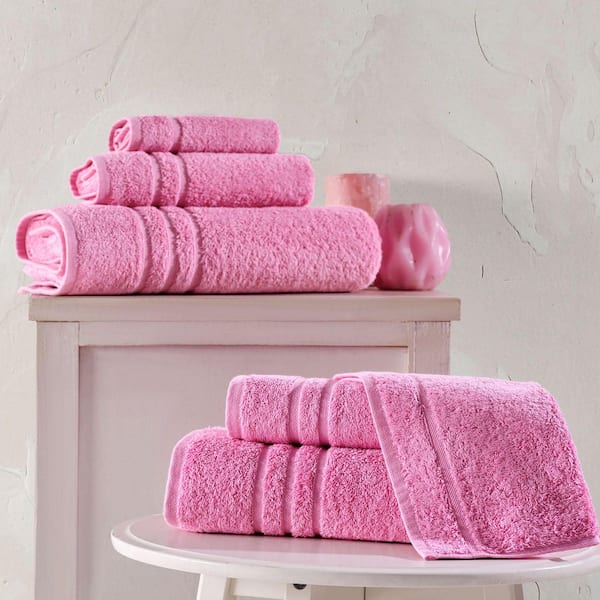 Unbranded Pink 100% Cotton 6 Piece Premium Towel Set, 2 Bath Towels 2 Hand Towels 2 Washcloths