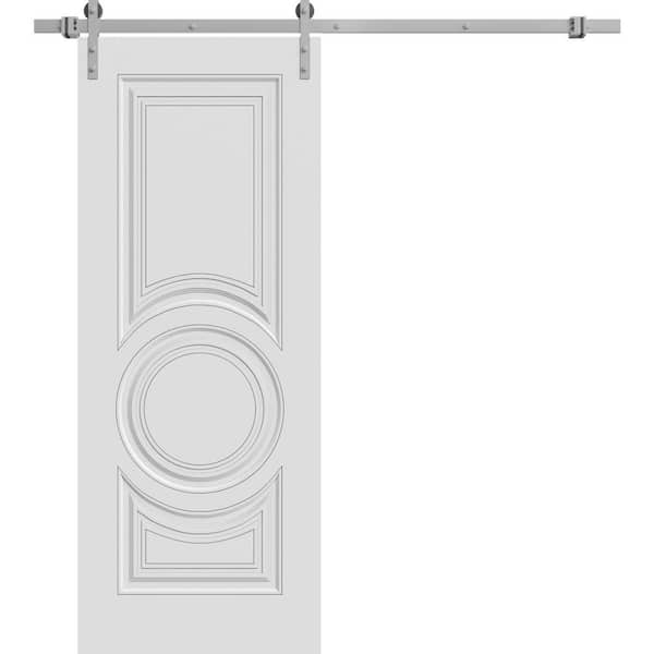 7855 30 in. x 84 in. Sold Core White Enamel Color Wood Sliding Barn Door with Hardware Kit