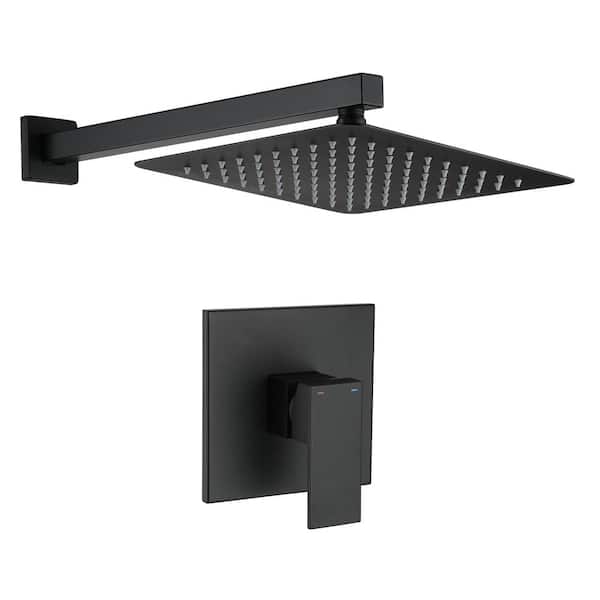 Dimakai 1-Spray Patterns with 1.8 GPM 10 in Wall Mount Bathroom Shower Towers with Shower Faucet in Matte Black