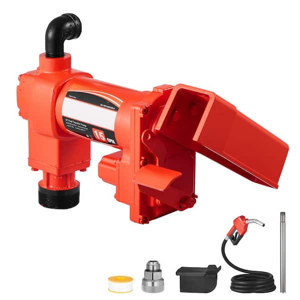 Fuel Transfer Pump 110V, with Auto Shut-Off Fuel Nozzle & Discharge Hose, 15 GPM 57 L/min, AC Electric Oil Transfer Pump