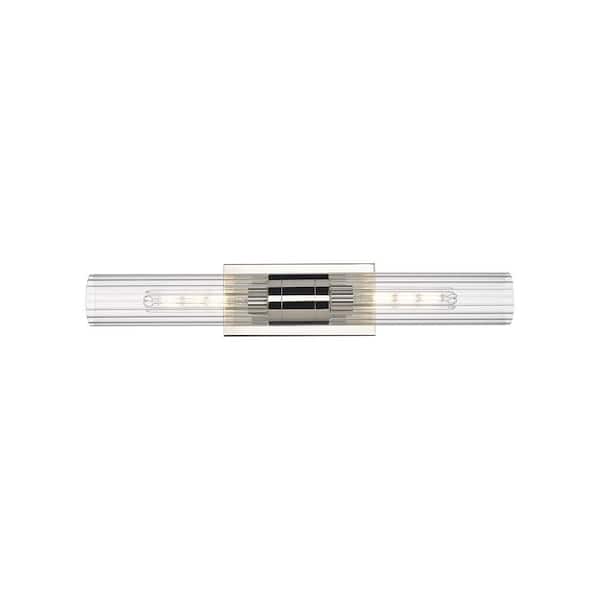 Innovations Empire 24.75 in. 2-Light Polished Nickel Vanity Light with Glass Shade