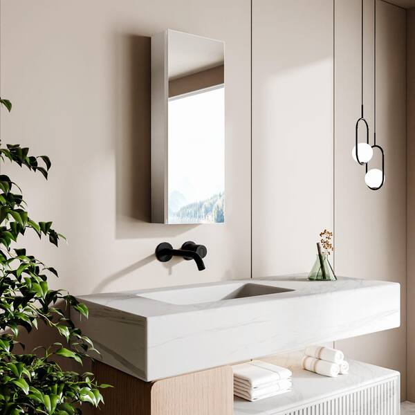 GroGro 12 in. W x 32 in. H Rectangular Aluminum Recessed/Surface Mount Single Medicine Cabinet with Mirror