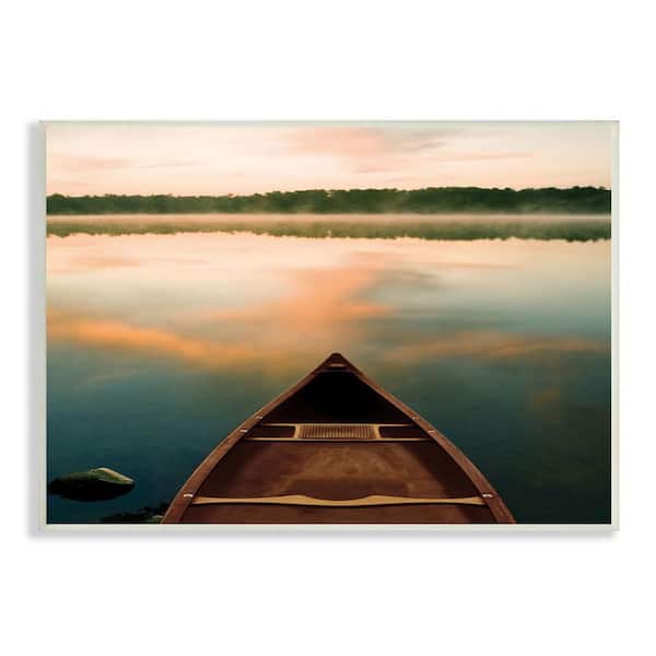 Canoe on Lake Warm Sunrise Water Reflection by Danita Delimont Unframed Nature Art Print 19 in. x 13 in.