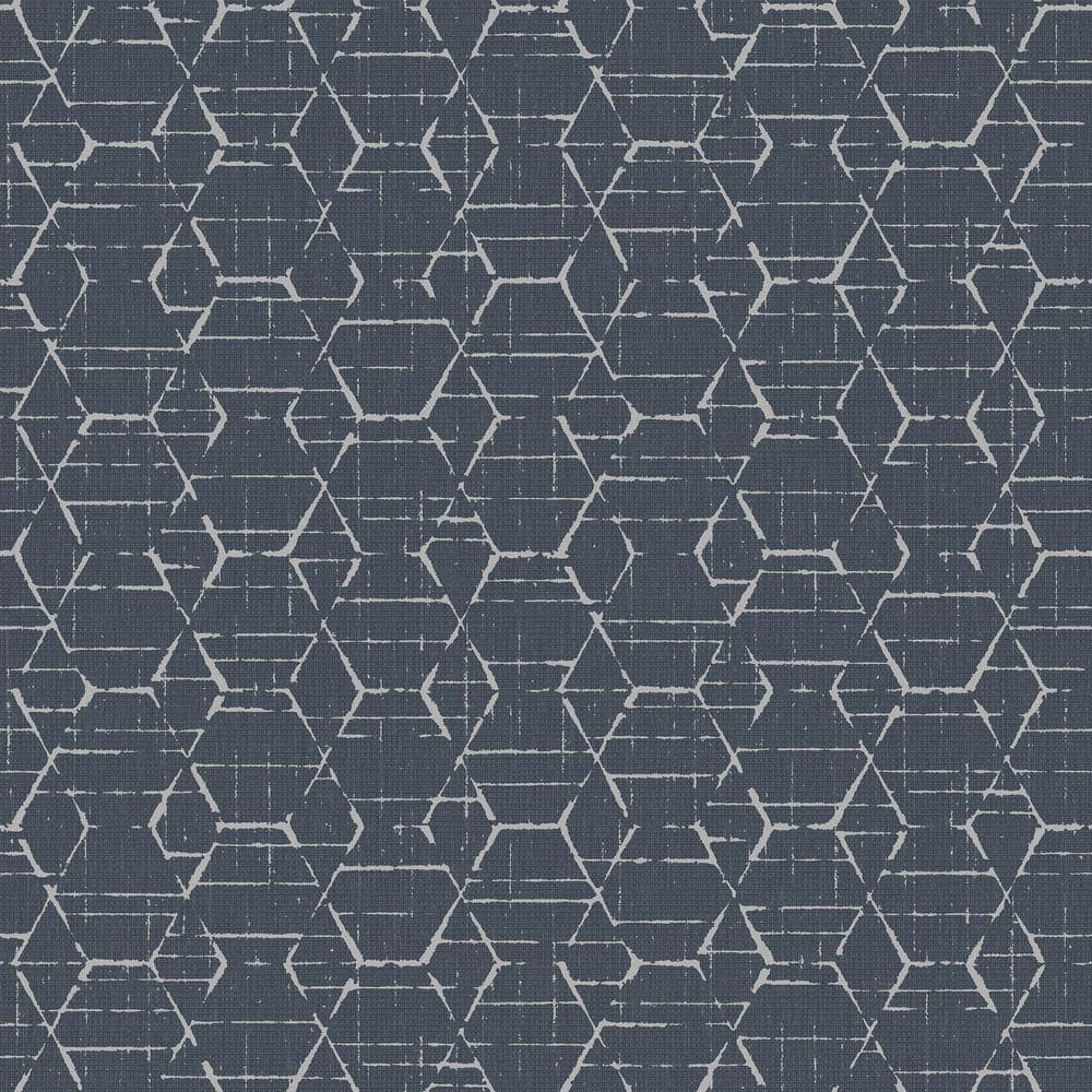 Atmosphere Collection Blue/Silver Metallic Texture Hextex Geometric Print N