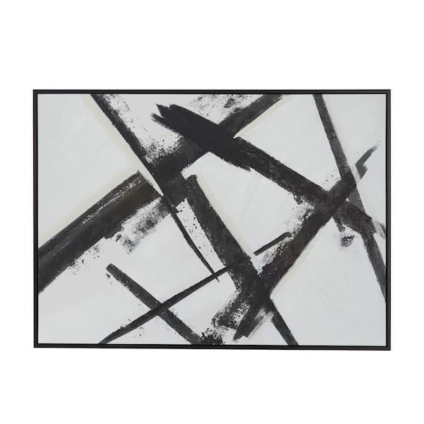 Litton Lane 1- Panel Abstract Framed Wall Art with Black Frame 48 in. x 65 in.