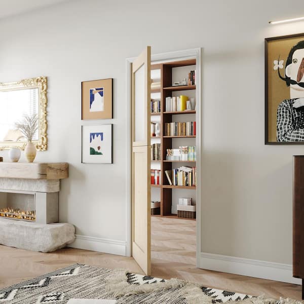 TENONER 72 in. x 80 in. Light Brown Primed Textured Dutch Door