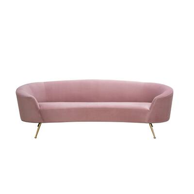 Lorenzo 93.7 in. Pink Solid Velvet 3-Seater Sofa