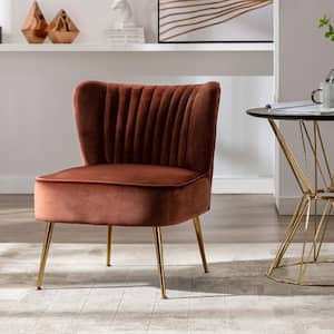 Trinity 22 in. Brown Velvet Channel Tufted Accent Side Chair