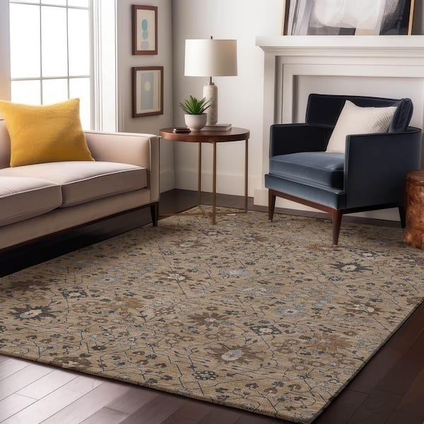 Mayfield Premium Machine Washable Abstract AMF1009 Taupe 3 ft. x 4 ft. Area Rug