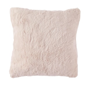 Piper Blush Pink Faux Rabbit Fur Square 20 in. x 20 in. Throw Pillow