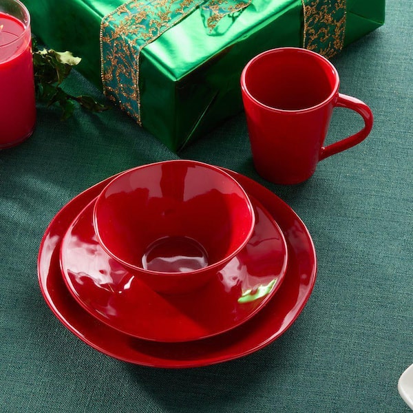 Certified International Berry Red Christmas 16-Piece Stoneware