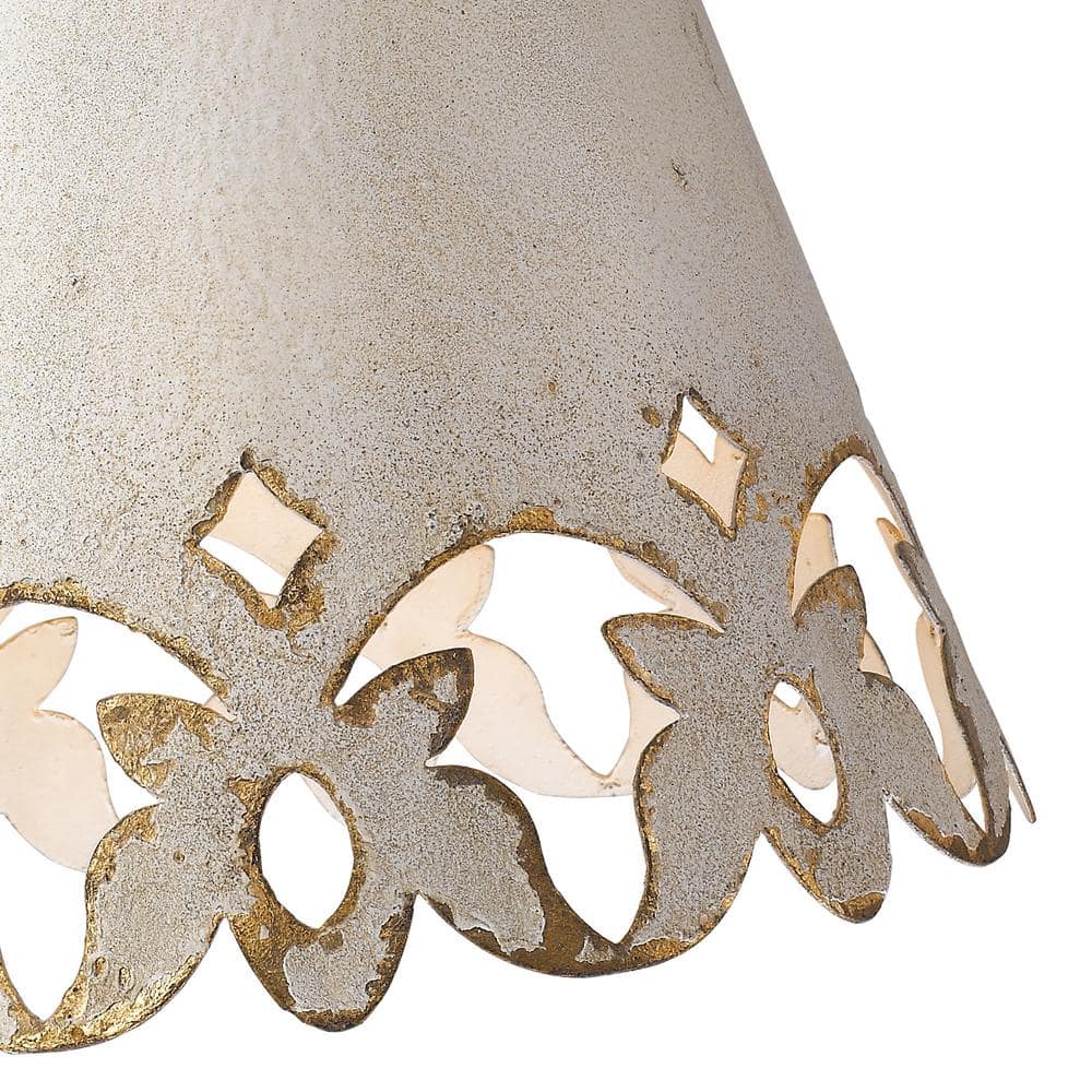 Antique Ivory Carved Metal Shade Pendant Light