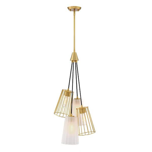 Liana 4-Light Brushed Gold Glam Tiered Chandelier for Dining Areas with No Bulbs Included