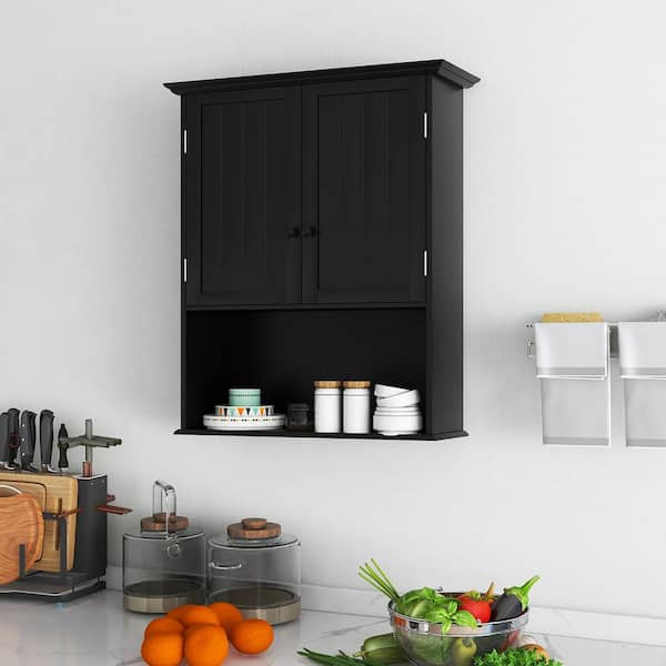 Basicwise 19 in. W x 5.5 in. D x 28.75 in. H Bathroom Storage Wall Cabinet,  Black Wall Mount Bathroom Cabinet Wooden Organizer QI004609.BK - The Home  Depot