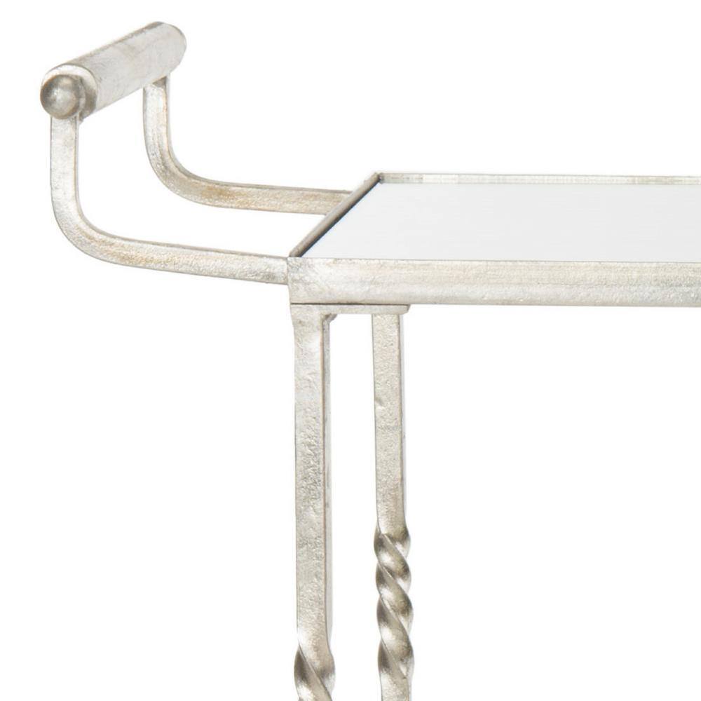 Aurelius 30" Silver Iron and Mirror Bar Cart with Storage